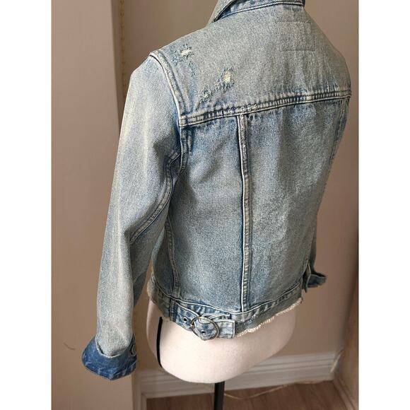 AllSaints Distressed Denim Jacket Vintage Wash Size Small - Picture 5 of 9